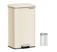 Poubelle de Cuisine 40L, Grand, Corbeille à Déchets à Pédale avec Couvercle, en Acier, Fermeture en Douceur, 15 Sacs Poubelle Inclus, Beige Sable [Fermeture en douceur] Cette poubelle est équipée d'un