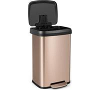 Poubelle de cuisine 50 L avec couvercle à fermeture douce et compartiment de désodorisation, or rose
