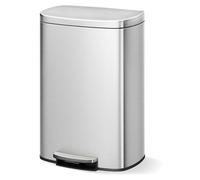 Poubelle de cuisine 50 l - Poubelle à pédale - Acier inoxydable - Rectangulaire - Seau intérieur amovible - Ouverture sans contact via une pédale - Argent