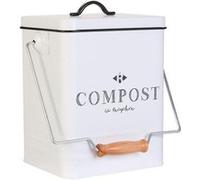 KA4368 Poubelle de Compostage en Metal 5L2, Blanc/Noir