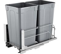 Poubelle de cuisine à double tiroir, fermeture douce, gris, 27QTx2