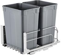 Poubelle de cuisine à double tiroir, fermeture douce, gris, 35QTx2
