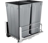 Poubelle de cuisine à double tiroir, fermeture douce, gris, 50QTx2