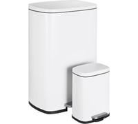 Poubelle de cuisine à pédale - 50L + 5L Poubelle en inox - Blanc, Softclose & pédale