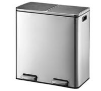 Poubelle de cuisine à pédale tri sélectif grande capacité 60L (2x30L) MAJOR en acier Inox