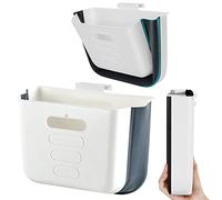 Poubelle de Cuisine à Suspendre Petite Poubelle Plastique Poubelle Murale Pliable Meuble Poubelle Porte Placard Cuisine Portable pour Salle de Bain, Chambre, Bureau, Voiture, Dortoir (Blanc)