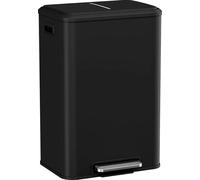 Poubelle de cuisine, acier inoxydable, couvercle soft-close, noir