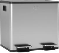 Poubelle de cuisine, acier inoxydable, design moderne, argent, 2X15L