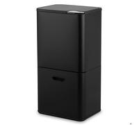 Poubelle de cuisine Bayt 60 L - 2 compartiments 27 L + 33 L - Acier inoxydable, design compact - Noir