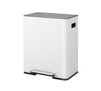 Poubelle de cuisine COSTWAY, système de tri des déchets 2 compartiments 60 L, poubelle à pédale en acier inoxydable avec pédale et couvercle à fermeture douce, poubelle, poubelle à pédale blanche