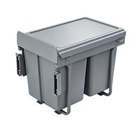 Poubelle de cuisine coulissante 2 compartiments Grande capacité de 60 L prévention efficace des odeurs amortissement en acier coloré meuble poubelle pour Meuble Bas