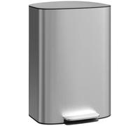 Poubelle de cuisine de 50 litres - Poubelle à pédale - Acier inoxydable - Couvercle à fermeture douce - Seau intérieur amovible - Dimensions : 45,1 x 36,5 x 62,6 cm - Couleur : gris