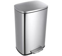 Poubelle de cuisine de 50 litres - Poubelle à pédale - En acier inoxydable - Avec couvercle - Design moderne et minimaliste - Argentée