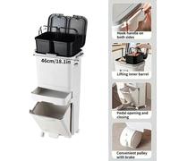 Poubelle de cuisine, double compartiment, couvercle anti-odeurs, modèle standard 42 L