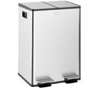 Poubelle de cuisine double HOMCOM 2 x 28L, 2 couvercles à fermeture douce, seaux intérieurs amovibles et poignées