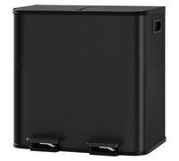 Poubelle de cuisine - Double poubelle de 2 x 15 litres - Acier inoxydable - Couvercle à bascule - Pieds antidérapants - Gain de place