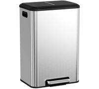 Poubelle de cuisine en acier inoxydable - Poubelle à pédale de 40 litres - Rectangulaire - Couvercle à fermeture douce - Seau intérieur - Argent