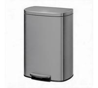 Poubelle de cuisine grande capacité - Poubelle à pédale de 50 litres - Couvercle à fermeture douce - Acier inoxydable - Bac intérieur amovible - Inox - Gris