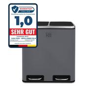 Poubelle de cuisine, Gris foncé, 2 compartiments de 30 Litres (60 Litres)