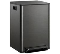 Poubelle de cuisine - HOMCOM - 2 compartiments 2 x 30L - couvercle à fermeture douce - acier inoxydable - 47,7x37,5x66,8cm - noir
