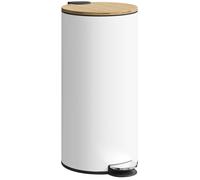 Poubelle de cuisine - HOMCOM - 30L - à pédale - seau intérieur amovible, couvercle à fermeture douce - métal - 36x30x60,5cm - blanc