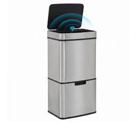 HomCom Poubelle de cuisine automatique tri sélectif 72L 3 compartiments acier inox 42 x 30 x 81 cm
