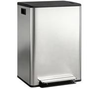 Poubelle de cuisine - HOMCOM - double compartiment 2 x 30L - pédale - seaux intérieurs - acier inoxydable - 47,5x37,5x67cm - argent