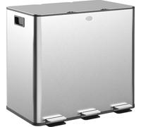 Poubelle de cuisine - Poubelle à pédale 3 compartiments 3x15 L - Inox - Couvercle Soft-Close - Seau intérieur amovible - Pour le tri des déchets - Argenté
