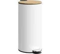 Poubelle de cuisine - Poubelle à pédale - 30 L - Couvercle Soft-Close - Seau intérieur amovible - Blanc