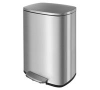 Poubelle de cuisine - Poubelle à pédale de 50 litres - En acier inoxydable - Rectangulaire - Couvercle à bascule - Pour cuisine, maison, bureau - Argentée