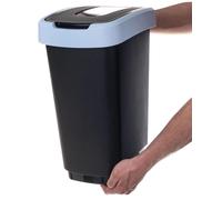 Poubelle de cuisine - Poubelle avec couvercle basculant - 25 l - Pour le tri des déchets - Noir/Bleu