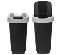 Poubelle de cuisine - Poubelle avec couvercle basculant - 25 l - Pour le tri des déchets - Plastique - 1 pièce - Noir/gris