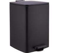 Poubelle de cuisine Relaxdays, 20 litres, système d'ouverture automatique, seau intérieur amovible, métal mat, poubelle à pédale carrée, noire