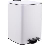 Poubelle de cuisine Relaxdays, 20 litres, système d'ouverture automatique, seau intérieur amovible, métal mat, poubelle à pédale carrée, blanche