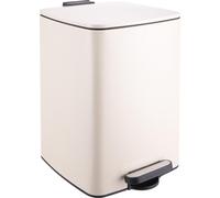 Poubelle de cuisine Relaxdays, 20 litres, système d'ouverture automatique, seau intérieur amovible, métal mat, poubelle à pédale carrée, beige