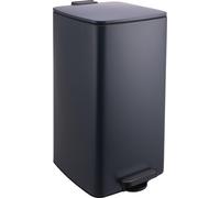 Poubelle de cuisine Relaxdays, 30 l, système de fermeture automatique, seau intérieur amovible, métal mat, poubelle à pédale carrée, gris foncé