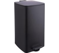 Poubelle de cuisine Relaxdays, 30 litres, système d'ouverture automatique, seau intérieur amovible, métal mat, poubelle à pédale carrée, noire