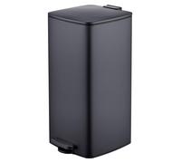 Poubelle de cuisine Relaxdays, 30 litres, système d'ouverture automatique, seau intérieur amovible, métal mat, poubelle à pédale carrée, noire