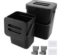 Poubelle de cuisine, set de 2 (3L + 5L), poubelle à compost de cuisine en plastique avec couvercle suspendu, convient pour la cuisine, la salle de bain, le bureau, la chambre (noir)