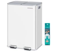 Poubelle de Cuisine - SONGMICS - 2 x 30 L - Pédale - Fermeture Douce - Blanc Mat