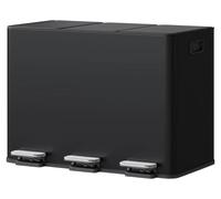 Poubelle de cuisine - Système de tri des déchets 3x15 L - Triple compartiment avec couvercle à bascule - Couvercle en acier inoxydable avec fermeture douce - Contenants intérieurs amovibles - Noir
