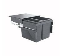 Poubelle de cuisine tri sélectif 2 bacs encastrable 45L (28+17) Hailo Cargo | de largeur avec façade de meuble