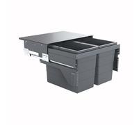 Poubelle de cuisine tri sélectif 2 bacs encastrable 60L (28+28) Hailo Cargo | avec façade de meuble
