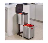 Joseph Joseph - Totem Compact unité de Séparation des Déchets et de Recyclage - 40 litres - Acier Inoxydable, Pierre