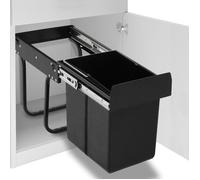 Poubelle de cuisine - vidaXL - 20 L - Fermeture douce - Noir - ABS, PP