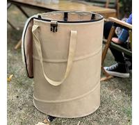 Poubelle de Jardin Pliable, Poubelle de Camping de 24 Gallons avec Couvercle à Fermeture éclair, Poubelle de Jardin Portable Pliable pour Pique-nique en Plein Air (Café)