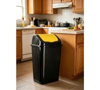 Poubelle de recyclage à couvercle basculant 50L, bac à déchets en plastique robuste de grande capacité, couvercle anti-odeur, imperméable et résistant aux taches, pour cuisine, bureau, restaurant, hôt