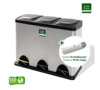 Poubelle de recyclage Brandon Système de séparation 3 divisions Rouleau de sacs poubelle inclus 24 litres