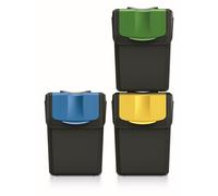 Poubelle de recyclage lot de 3 Empilable 20 Litres Couleur Noir solution de tri.