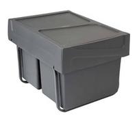 Emuca - Poubelles avec Fixation inférieure pour la Cuisine, 2 poubelles de Recyclage Amovibles de 15 L, capacité Totale 30 L (2 x 15 L), Acier et Plastique, Gris Anthracite.